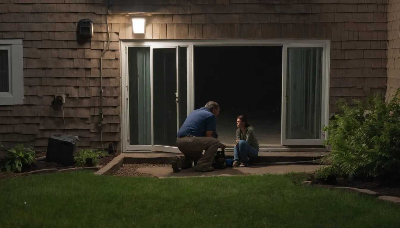 A provider checking a basement window well with a homeowner in the Maryland Heights area